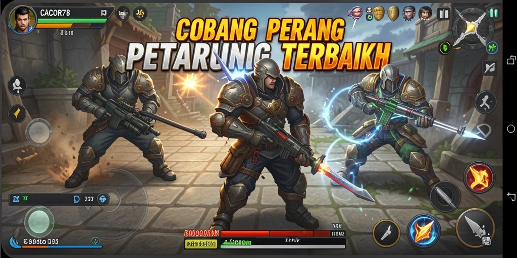 Tampilan gameplay <strong>CACOR78</strong> yang menampilkan pertarungan seru antara petarung.