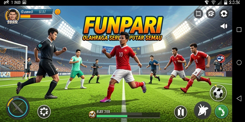 Screenshot FUNPARI menampilkan gameplay dinamis dalam olahraga yang seru.