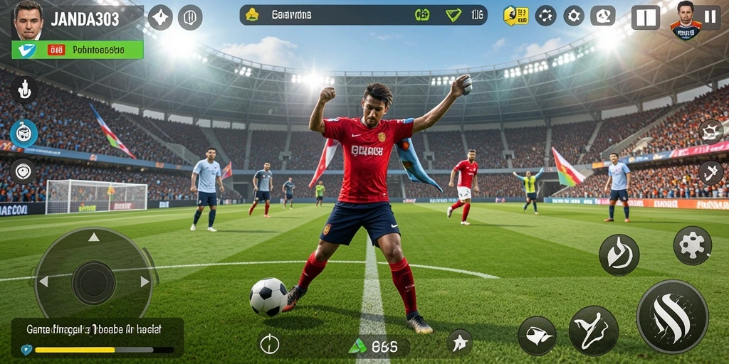Screenshot utama JANDA303 yang menampilkan gameplay olahraga yang seru.