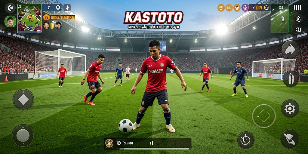 Tampilan gameplay KASTOTO yang menampilkan momen seru di lapangan.