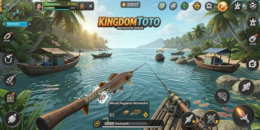 Tampilan menarik dari gameplay memancing di KINGDOMTOTO.