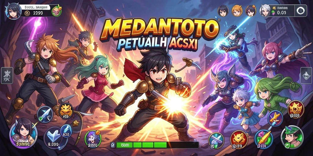 Screenshot menunjukkan serunya gameplay MEDANTOTO dengan karakter anime.