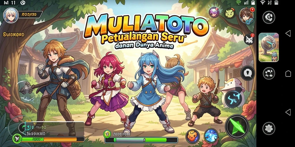 Screenshot gameplay MULIATOTO yang menampilkan karakter Anime dalam aksi.