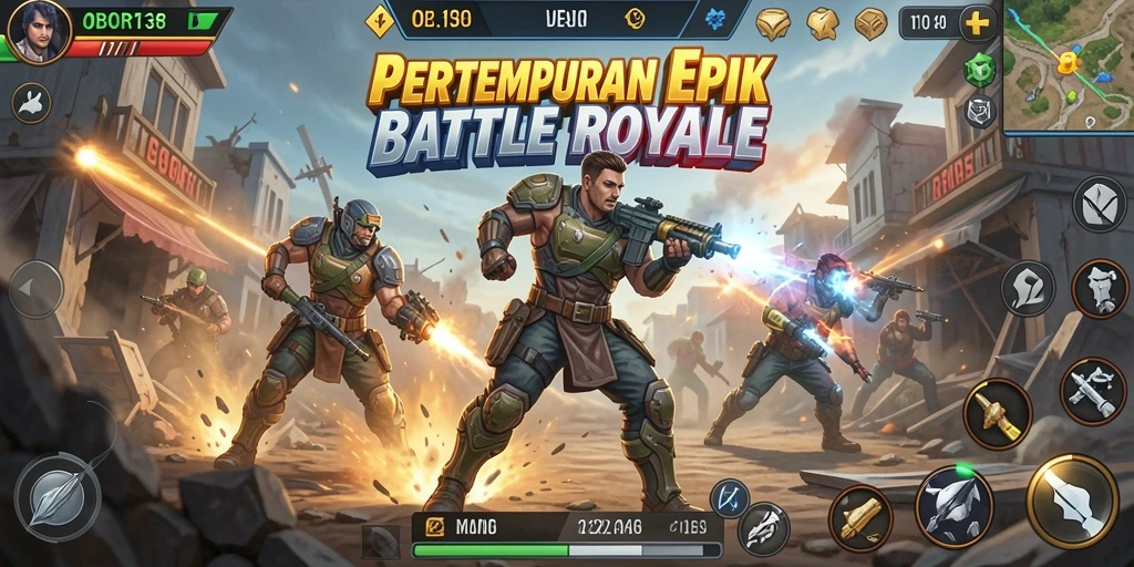 Gameplay seru OBOR138 dalam aksi Battle Royale.