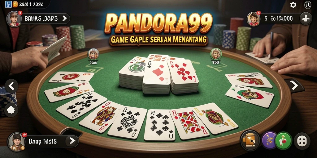 Tampilan gameplay seru Gaple di PANDORA99 yang mudah dipahami.