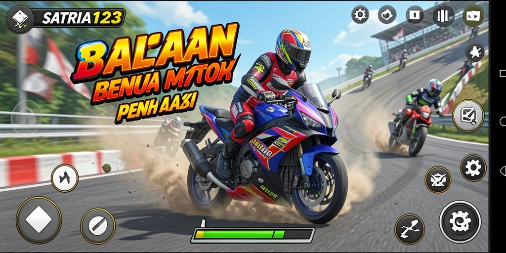 Gameplay balapan motor yang mengasyikkan dan penuh aksi.